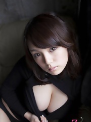 Busty asian Ai Shinozaki posing her sexy big breasts