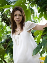 Yura Aikawa cute Asian teen in white is adorable in her white dress